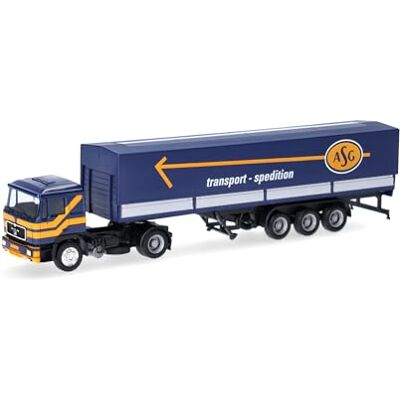 Herpa Miniatura del camión Man F90 tráiler Lona ASG (Suecia), Escala 1/87, maqueta de colección, modelismo, Modelo alemán, Figura plástico Herpa Miniatura del camión Man F90 tráiler Lona ASG (Suecia), Escala 1/87, maqueta de colección, modelismo, Modelo alemán, Figura plástico