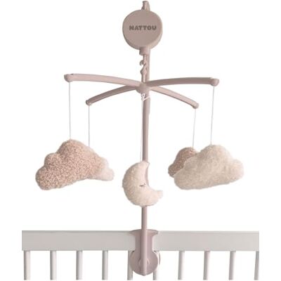 Nattou Móvil con Caja de música de Madera, Luna y Nubes, Suave Nana La-Le-Lu, Aprox. 65 cm, Osito, Beige/Blanco Nattou Móvil con Caja de música de Madera, Luna y Nubes, Suave Nana La-Le-Lu, Aprox. 65 cm, Osito, Beige/Blanco