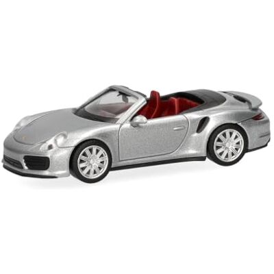 Herpa Miniatura del Coche Porsche 911 (991) Turbo Cabrio, Plata dolomita, Escala 1:87, maqueta de colección, modelismo, Modelo alemán, Figura de plástico Herpa Miniatura del Coche Porsche 911 (991) Turbo Cabrio, Plata dolomita, Escala 1:87, maqueta de colección, modelismo, Modelo alemán, Figura de plástico