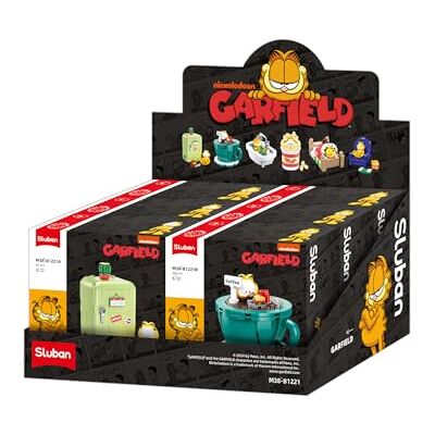 Sluban Garfield Caja de exposición, 6 escenas para Construir, Figuras Garfield, Tema Nickelodeon, Plástico ABS Sluban Garfield Caja de exposición, 6 escenas para Construir, Figuras Garfield, Tema Nickelodeon, Plástico ABS