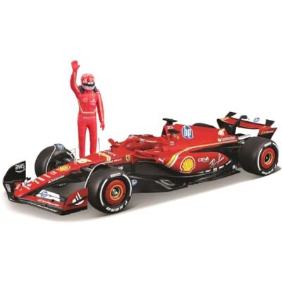 Bburago Ferrari SF-24 Leclerc, Modelo a Escala 1:24, Figura del piloto Bburago Ferrari SF-24 Leclerc, Modelo a Escala 1:24, Figura del piloto