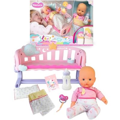 Nenuco Duerme Conmigo, Cuna 3 en 1 con Muñeco de 35 cm y Cuerpo Blando, Incluye Chupete, Biberón, Mantita y Estrella con Luz y Sonidos, Se Adapta a Cualquier Cama, +2 años, Famosa () Nenuco Duerme Conmigo, Cuna 3 en 1 con Muñeco de 35 cm y Cuerpo Blando, Incluye Chupete, Biberón, Mantita y Estrella con Luz y Sonidos, Se Adapta a Cualquier Cama, +2 años, Famosa ()