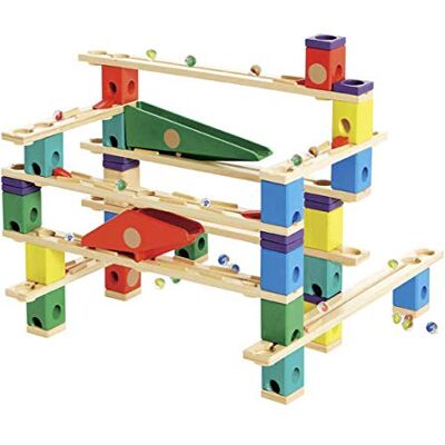 Hape Quadrilla Vertigo Wooden Marble Run Construction System, Juego de carreras de canicas de madera Juguete de laberinto para niños Hape Quadrilla Vertigo Wooden Marble Run Construction System, Juego de carreras de canicas de madera Juguete de laberinto para niños