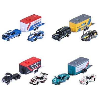 Majorette Trailer Ride Wild Racing 1:64 con 2 Coches de Metal. Set de 3 Piezas con Rueda Libre. Licencias Oficiales. Envío Aleatorio Entre 4 Modelos. A Partir de 3 Años () Majorette Trailer Ride Wild Racing 1:64 con 2 Coches de Metal. Set de 3 Piezas con Rueda Libre. Licencias Oficiales. Envío Aleatorio Entre 4 Modelos. A Partir de 3 Años ()