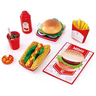 Hape Conjunto de Comida Rápida – Kit de Cena de Estilo Americano con Accesorios Realistas Hape Conjunto de Comida Rápida – Kit de Cena de Estilo Americano con Accesorios Realistas