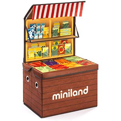 Miniland Market Box, baúl de almacenaje de juguetes convertible en supermercado, juega y recoge rápidamente. Miniland Market Box, baúl de almacenaje de juguetes convertible en supermercado, juega y recoge rápidamente.