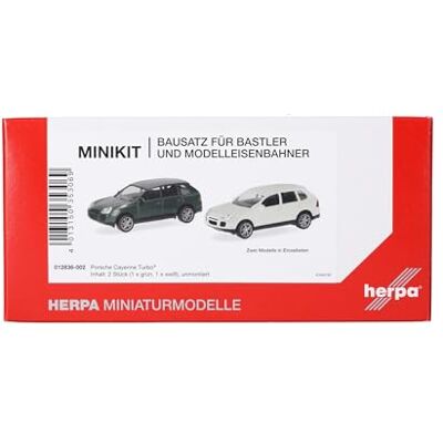 Herpa Kit de Montaje MiniKits Porsche Cayenne Turbo, British Racing Green/Blanco Arena, Miniatura a Escala 1:87, Pieza de colección, Kit de modelismo, plástico Herpa Kit de Montaje MiniKits Porsche Cayenne Turbo, British Racing Green/Blanco Arena, Miniatura a Escala 1:87, Pieza de colección, Kit de modelismo, plástico
