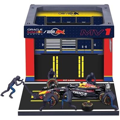 Bburago Pit Stop Red Bull RB20 (2024) #1 Verstappen, Juego con Diorama, Vehículo a Escala 1:43 y 6 Mecánicos, Réplica Detallada con Licencia Oficial Red Bull, Edad Recomendada 3+ Años Bburago Pit Stop Red Bull RB20 (2024) #1 Verstappen, Juego con Diorama, Vehículo a Escala 1:43 y 6 Mecánicos, Réplica Detallada con Licencia Oficial Red Bull, Edad Recomendada 3+ Años