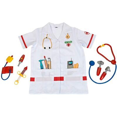 Theo Klein 4312 Bata de médico, Bata de médico de talla única, incluye tensiómetro, estetoscopio, jeringuilla y mucho más, Largo aproximado: 55 cm, Juguete para niños de 3 a 6 años aproximadamente Theo Klein 4312 Bata de médico, Bata de médico de talla única, incluye tensiómetro, estetoscopio, jeringuilla y mucho más, Largo aproximado: 55 cm, Juguete para niños de 3 a 6 años aproximadamente
