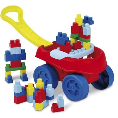 Ecoiffier - Carrito de Empuje para construcción, 40 Piezas, 1 Placa de Juegos, Fabricado en Francia, Ecoiffier - Carrito de Empuje para construcción, 40 Piezas, 1 Placa de Juegos, Fabricado en Francia,