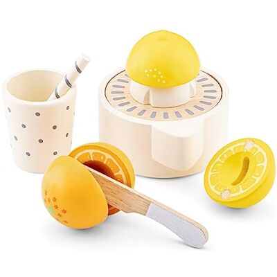 New Classic Toys Woet® Set Exprimidor de Cítricos de Juguete de Madera para Niños Electrodoméstico de Cocina de Imitación con Rodajas de Naranja y Jarra A Partir de 3 Años New Classic Toys Woet® Set Exprimidor de Cítricos de Juguete de Madera para Niños Electrodoméstico de Cocina de Imitación con Rodajas de Naranja y Jarra A Partir de 3 Años