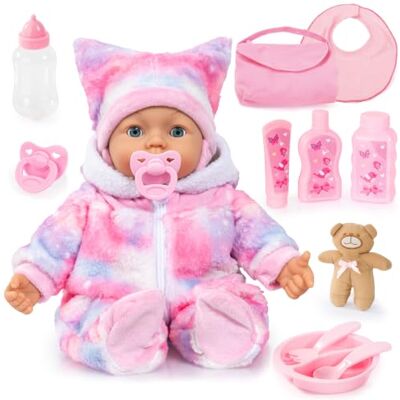 Bayer Design Muñeca interactiva Piccolina Magic Eyes, 46 cm, con Funciones ojos movibles, mueve boca, habla sonidos de bebé, cuerpo blando, chupete, biberón y muchos accesorios Bayer Design Muñeca interactiva Piccolina Magic Eyes, 46 cm, con Funciones ojos movibles, mueve boca, habla sonidos de bebé, cuerpo blando, chupete, biberón y muchos accesorios