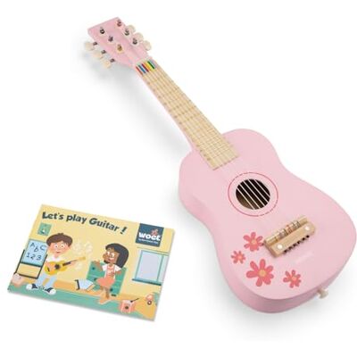 Woet New Classic Toys Toys- Guitarra para niños (NCT-0348) (Importado), Color rosa con Notas Musicales Woet New Classic Toys Toys- Guitarra para niños (NCT-0348) (Importado), Color rosa con Notas Musicales
