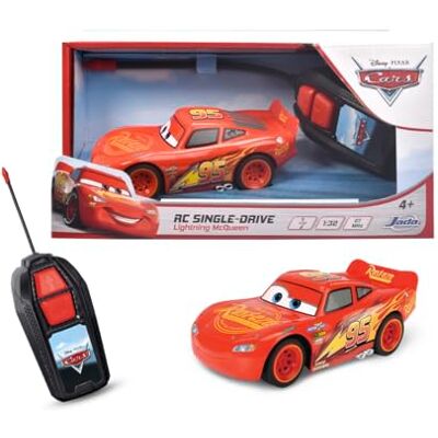 Jada Toys Coche Radio Control Cars Rayo Mcqueen Single Drive 1:32, 14 cm, Coche teledirigido Disney Pixar monocanal 27 MHz con Avance y Retroceso en Curva, a Partir 3 años () Jada Toys Coche Radio Control Cars Rayo Mcqueen Single Drive 1:32, 14 cm, Coche teledirigido Disney Pixar monocanal 27 MHz con Avance y Retroceso en Curva, a Partir 3 años ()