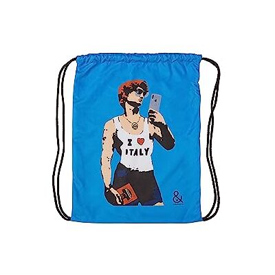 ART Design24 TVBOY David the Tourist Backpack, Recycled Fabric 200 g/m², Coloured Rope Handles, Pull Closure, 35 x 45 cm, Made in Italy, David The Tourist, Zaino, Diseñador ART Design24 TVBOY David the Tourist Backpack, Recycled Fabric 200 g/m², Coloured Rope Handles, Pull Closure, 35 x 45 cm, Made in Italy, David The Tourist, Zaino, Diseñador