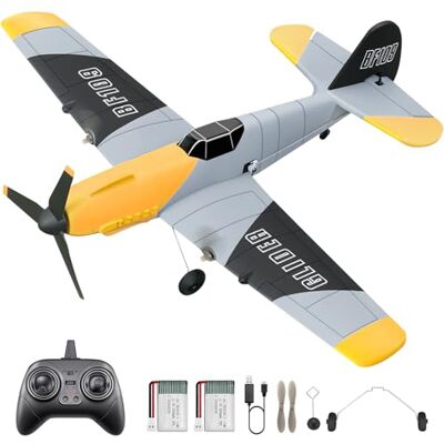 HAWK'S WORK Avión RC BF-109 3CH, Estabilizado para Principiantes Estabilización giroscópica 6 ejes, 2.4GHz RTF, diseño clásico de avión de guerra, apto para principiantes HAWK'S WORK Avión RC BF-109 3CH, Estabilizado para Principiantes Estabilización giroscópica 6 ejes, 2.4GHz RTF, diseño clásico de avión de guerra, apto para principiantes