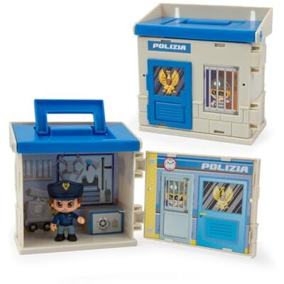 Set de policía Giochi Preziosi Oficina con figura articulada de 7cm - Juego Set de policía Giochi Preziosi Oficina con figura articulada de 7cm - Juego
