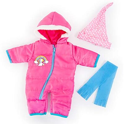 Bayer Design - Ropa 42 a 46cm, Accesorios para muñeca, Mono de Nieve, Bufanda y Gorra, Conjunto de Invierno, Traje con Unicornio, Color rosa, azul () , color/modelo surtido Bayer Design - Ropa 42 a 46cm, Accesorios para muñeca, Mono de Nieve, Bufanda y Gorra, Conjunto de Invierno, Traje con Unicornio, Color rosa, azul () , color/modelo surtido