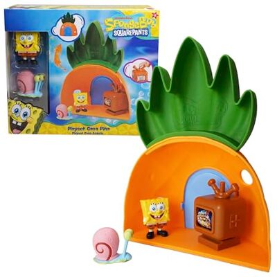 Bizak Bob Esponja Casa Piña con 2 Figuras, playset Fondo de Bikini con Bob y Gary, Incluye casa 20 cm y televisor con función, Juguete Oficial para niños a Partir de 3 años () Bizak Bob Esponja Casa Piña con 2 Figuras, playset Fondo de Bikini con Bob y Gary, Incluye casa 20 cm y televisor con función, Juguete Oficial para niños a Partir de 3 años ()