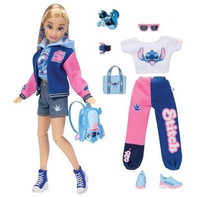 Disney Muñeca Fashion 30 cm Inspirada en Stitch Universitaria de Jakks Pacific Incluye 2 Outfits y Accesorios hasta 10 Puntos de Articulación, Brown Wavy Hair Stitch Fashion Doll Disney Muñeca Fashion 30 cm Inspirada en Stitch Universitaria de Jakks Pacific Incluye 2 Outfits y Accesorios hasta 10 Puntos de Articulación, Brown Wavy Hair Stitch Fashion Doll