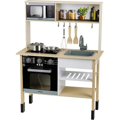 Theo Klein Cocina Miele, Cocina Blanca de Madera Que Incluye Placa de cocción con luz y Sonido Theo Klein Cocina Miele, Cocina Blanca de Madera Que Incluye Placa de cocción con luz y Sonido
