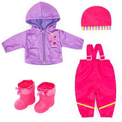 BAYER Ropa de muñeca - 38-42 cm - Conjunto de lluvia rosa/lila BAYER Ropa de muñeca - 38-42 cm - Conjunto de lluvia rosa/lila