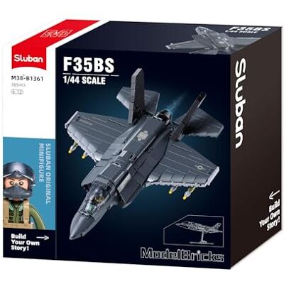 Sluban ModelBricks F35BS Kit de construcción, 705 Piezas, Escala 1/44, Figura de piloto incluida, 6-12 años Sluban ModelBricks F35BS Kit de construcción, 705 Piezas, Escala 1/44, Figura de piloto incluida, 6-12 años