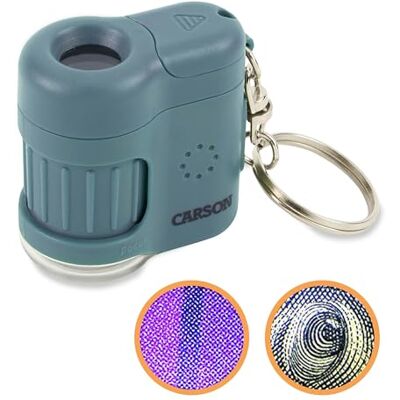 Carson Microscopio de Bolsillo MicroMini de 20x con Luces LED y UV y Linterna LED – Azul Carson Microscopio de Bolsillo MicroMini de 20x con Luces LED y UV y Linterna LED – Azul