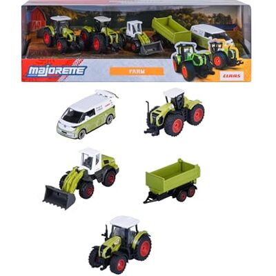 Majorette , Vehículos de Granja Claas, Giftpack Set 5 de vehículos, Metal, Escala 1:64, 7,5 cm, Rueda Libre, Caja Decorada,3 años () Majorette , Vehículos de Granja Claas, Giftpack Set 5 de vehículos, Metal, Escala 1:64, 7,5 cm, Rueda Libre, Caja Decorada,3 años ()