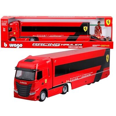 Bburago Iveco S-Way 570 Racing con Ferrari SF-24#16 Leclerc, Set Diecast a Escala 1:43, Camión Detallado con Coche de F1, Licencias Oficiales de Ferrari e Iveco, Edad Recomendada 3+ Años Bburago Iveco S-Way 570 Racing con Ferrari SF-24#16 Leclerc, Set Diecast a Escala 1:43, Camión Detallado con Coche de F1, Licencias Oficiales de Ferrari e Iveco, Edad Recomendada 3+ Años