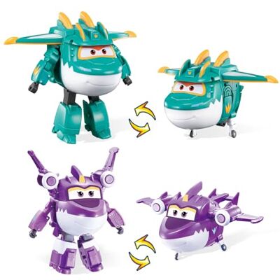 Super Wings Dinosaurios 2PCS Tino y Sally, avión de Juguete de 12,7 cm, Figura de acción 2 en 1 para niños en Edad Preescolar, Juguete para niñas y niños a Partir de 3 años, Verde y Morado Super Wings Dinosaurios 2PCS Tino y Sally, avión de Juguete de 12,7 cm, Figura de acción 2 en 1 para niños en Edad Preescolar, Juguete para niñas y niños a Partir de 3 años, Verde y Morado