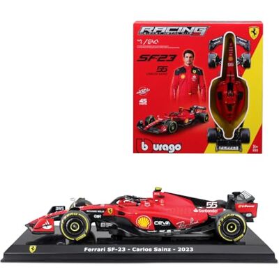 Bburago – Ferrari SF23 F1 2023#Sainz – Kit de Montaje con Casco y Soporte – Coche Miniatura de colección de Metal a Escala 1/24 – Modelo reducido Oficial Fórmula 1 Temporada 2023 – Edición Bburago – Ferrari SF23 F1 2023#Sainz – Kit de Montaje con Casco y Soporte – Coche Miniatura de colección de Metal a Escala 1/24 – Modelo reducido Oficial Fórmula 1 Temporada 2023 – Edición