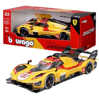 Bburago Ferrari 499P 24H LMS Hypercar 2025#83, Coche de fundición a presión a Escala 1:24, réplica Detallada del campeón de Le Mans, Puertas Que se abren, Licencia Oficial de Ferrari, 3+ Bburago Ferrari 499P 24H LMS Hypercar 2025#83, Coche de fundición a presión a Escala 1:24, réplica Detallada del campeón de Le Mans, Puertas Que se abren, Licencia Oficial de Ferrari, 3+