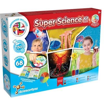 Science4you Super Kit de Ciencia para Niños +8 años Laboratorio con 68 contenidos y 150 Experimentos Científicos y Explosiones Químicas, Juego Educativo para Niños de 8 a 12 años Science4you Super Kit de Ciencia para Niños +8 años Laboratorio con 68 contenidos y 150 Experimentos Científicos y Explosiones Químicas, Juego Educativo para Niños de 8 a 12 años