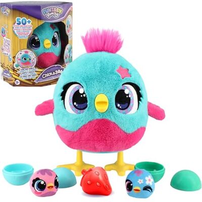 Funtasy Family Chick-a-Boo Peluche Interactivo para niños Chick-a-Boo Peluche interactivo que pone huevos, canta y baila para niños a aprtir de 3 años. Cuidado real. Funtasy Family Chick-a-Boo Peluche Interactivo para niños Chick-a-Boo Peluche interactivo que pone huevos, canta y baila para niños a aprtir de 3 años. Cuidado real.