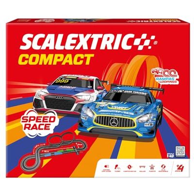 Scalextric Circuito Compact Pista de Carreras Completa 2 Coches Incluidos Escala 1:43 (Circuito Compact Speed Race) Scalextric Circuito Compact Pista de Carreras Completa 2 Coches Incluidos Escala 1:43 (Circuito Compact Speed Race)