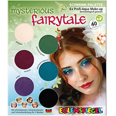 Eulenspiegel 207062 Paleta de maquillaje Mysterious Fairytale, instrucciones para 5 máscaras de hadas, maquillaje infantil, maquillaje de carnaval Eulenspiegel 207062 Paleta de maquillaje Mysterious Fairytale, instrucciones para 5 máscaras de hadas, maquillaje infantil, maquillaje de carnaval