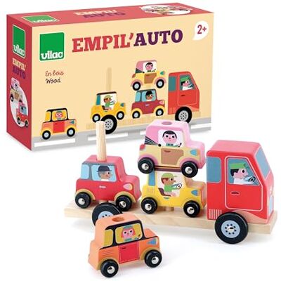 Vilac Empil'auto – Camión con remolque y 4 coches apilables, desde 2 años Ilustrado por Ingela P. Arrhenius Cargar, transportar y apilar Madera Vilac Empil'auto – Camión con remolque y 4 coches apilables, desde 2 años Ilustrado por Ingela P. Arrhenius Cargar, transportar y apilar Madera