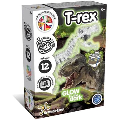 Science4you T-Rex Excavaciones Fósiles para Niños y Niñas Excava y Encuentra Fosiles Dinosaurios Que Brillan en la Oscuridad + Juguetes de Dinosaurios para Niños y Niñas, Juegos, Regalos 6+ Años Science4you T-Rex Excavaciones Fósiles para Niños y Niñas Excava y Encuentra Fosiles Dinosaurios Que Brillan en la Oscuridad + Juguetes de Dinosaurios para Niños y Niñas, Juegos, Regalos 6+ Años