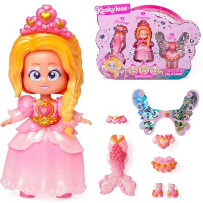 KOOKYLOOS Fairytale Mix & Match, Hearts – Muñeca 3 en 1 de temática fantasía. Contiene 1 muñeca, 1 Outfit de Princesa, 1 Outfit de Sirena y 1 Outfit de Hada KOOKYLOOS Fairytale Mix & Match, Hearts – Muñeca 3 en 1 de temática fantasía. Contiene 1 muñeca, 1 Outfit de Princesa, 1 Outfit de Sirena y 1 Outfit de Hada