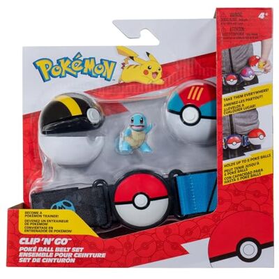 Jazwares Pokémon Juego de cinturón Clip 'N' Go Incluye un cinturón temático y una Figura de acción Squirtle de 5 cm con Accesorios de Ultra Bola y Bola Anzuelo Jazwares Pokémon Juego de cinturón Clip 'N' Go Incluye un cinturón temático y una Figura de acción Squirtle de 5 cm con Accesorios de Ultra Bola y Bola Anzuelo
