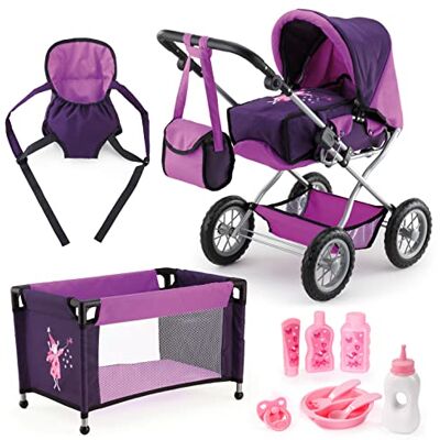 Bayer Design , Cochecito de Muñecas, Plegable, Ajustable, Transformable, Combolsa, Cama, Porta, Lila, Color Bayer Design , Cochecito de Muñecas, Plegable, Ajustable, Transformable, Combolsa, Cama, Porta, Lila, Color