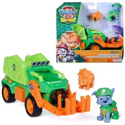 Paw Patrol : The Dino Movie, Dino Rescue Recycler de Rocky con Compartimento Secreto y Gancho, 2 Figuras de acción y un vehículo, Juguetes para niños y niñas, a Partir de 3 años Paw Patrol : The Dino Movie, Dino Rescue Recycler de Rocky con Compartimento Secreto y Gancho, 2 Figuras de acción y un vehículo, Juguetes para niños y niñas, a Partir de 3 años