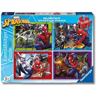 Ravensburger Spider-Man, Puzzle niños 5 años, Incluye 4 Puzzles de 100 Piezas Ravensburger Spider-Man, Puzzle niños 5 años, Incluye 4 Puzzles de 100 Piezas