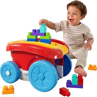 Mega Brands MEGA BLOKS First Builders Vagón recogebloques Juguete infantil de construcción con bloques, incluye 20 piezas y almacenamiento integrado, el juguete recoge los bloques, rojo, a partir de 1 año, Mega Brands MEGA BLOKS First Builders Vagón recogebloques Juguete infantil de construcción con bloques, incluye 20 piezas y almacenamiento integrado, el juguete recoge los bloques, rojo, a partir de 1 año,