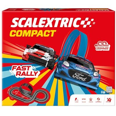 Scalextric Circuito Compact Pista de Carreras Completa 2 Coches Incluidos Escala 1:43 (Circuito Compact Fast Rally) Scalextric Circuito Compact Pista de Carreras Completa 2 Coches Incluidos Escala 1:43 (Circuito Compact Fast Rally)