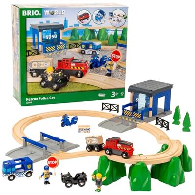 Brio Ferrocarril de Madera World 33845, Gran Set de policía Deluxe Brio Ferrocarril de Madera World 33845, Gran Set de policía Deluxe