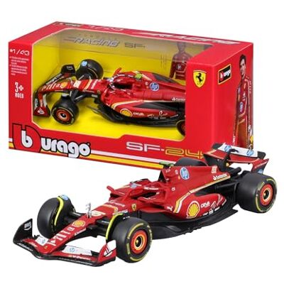 Bburago Ferrari SF-24#55 Sainz Maqueta Realista de Coche de F1 a Escala 1:43, réplica diecast con Licencia Oficial Ferrari, Edad Recomendada 3+ años Bburago Ferrari SF-24#55 Sainz Maqueta Realista de Coche de F1 a Escala 1:43, réplica diecast con Licencia Oficial Ferrari, Edad Recomendada 3+ años