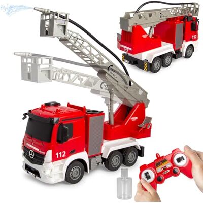 Jamara Escalera giratoria de Bomberos Mercedes-Benz Antos 1:26, 2,4 GHz, con función de Salpicadura, Juguete de Bomberos a Partir de 6 años para niños, teledirigido, Juguetes teledirigidos Jamara Escalera giratoria de Bomberos Mercedes-Benz Antos 1:26, 2,4 GHz, con función de Salpicadura, Juguete de Bomberos a Partir de 6 años para niños, teledirigido, Juguetes teledirigidos