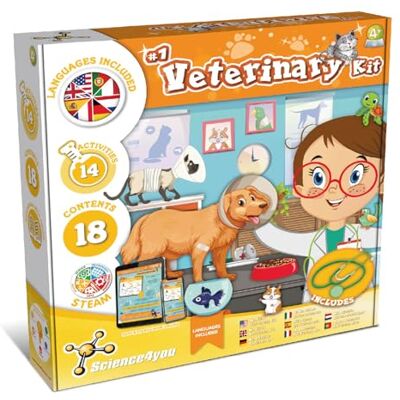 Science4you Primer Clinica Veterinaria para Niños 4+ Años Juego con 14 Experimentos + Disfraz Veterinaria y Estetoscopio Juguete + Maletin de Herramientas, Juguete, Regalo para Niños 4+ Años Science4you Primer Clinica Veterinaria para Niños 4+ Años Juego con 14 Experimentos + Disfraz Veterinaria y Estetoscopio Juguete + Maletin de Herramientas, Juguete, Regalo para Niños 4+ Años